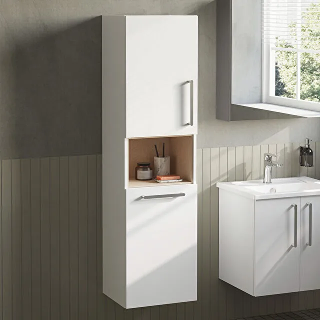 Vitra Root Groove 40cm Short Tall Unit with Laundry Basket Right Hand - High Gloss White
