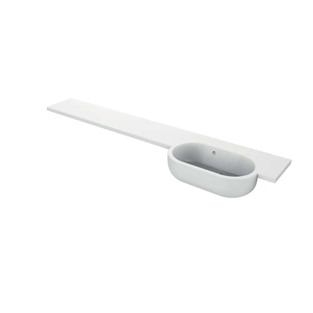 Basin with Integrated Worktop Slim Depth 1640mm Right - White