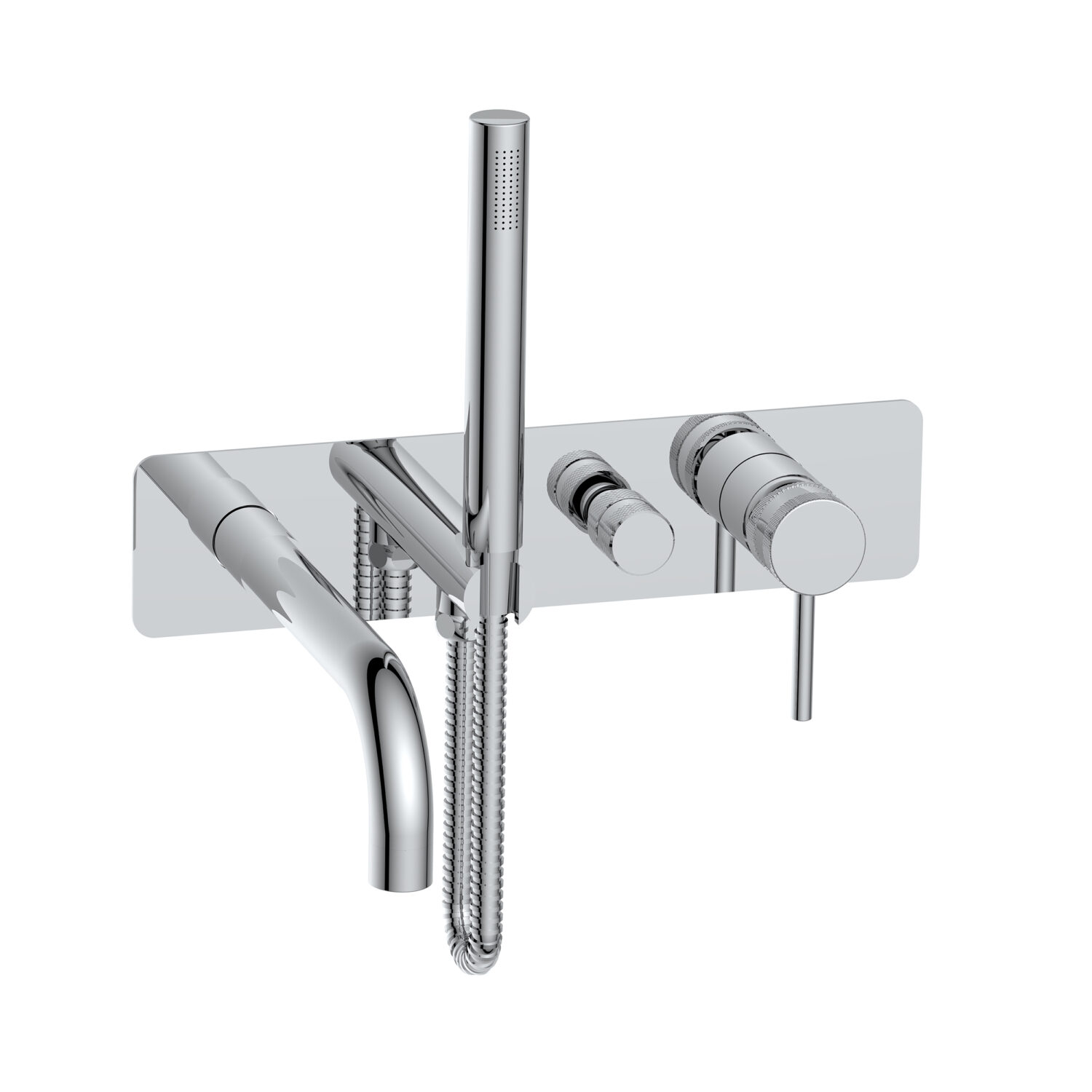 Bayou Wall Mounted Bath Shower Mixer & Handset - Chrome