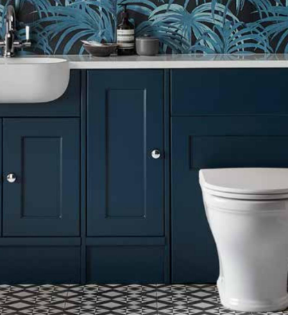 Roper Rhodes Burford  Standard Depth 600 Floor Cupboard Unit - Derwent Blue / Graphite