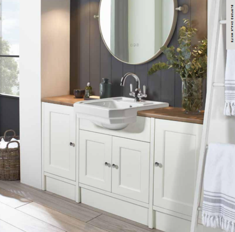 Roper Rhodes Burford Standard Depth 600 WC Unit - Chalk White / Oak