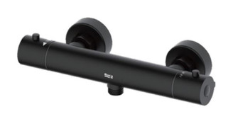 Roca Splash-T Thermostatic Wall Mounted Shower Mixer Only - Matt Black