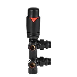 Bayou Minimalist 15mm Angled Twin TRV Radiator Valve - Matt Black