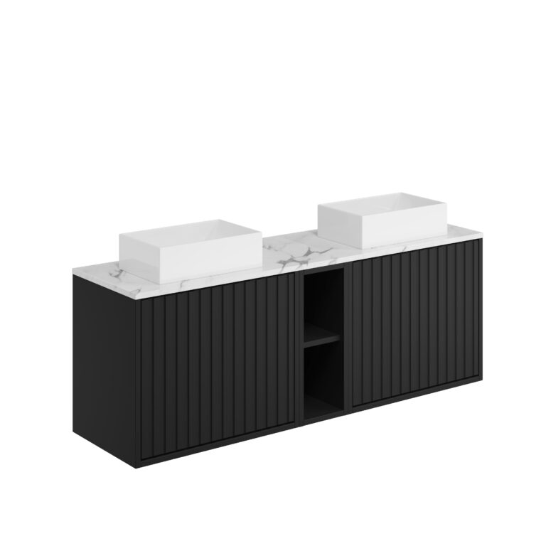 Bayou Alfie 1400 Cabinet with Open Storage - Matt Black