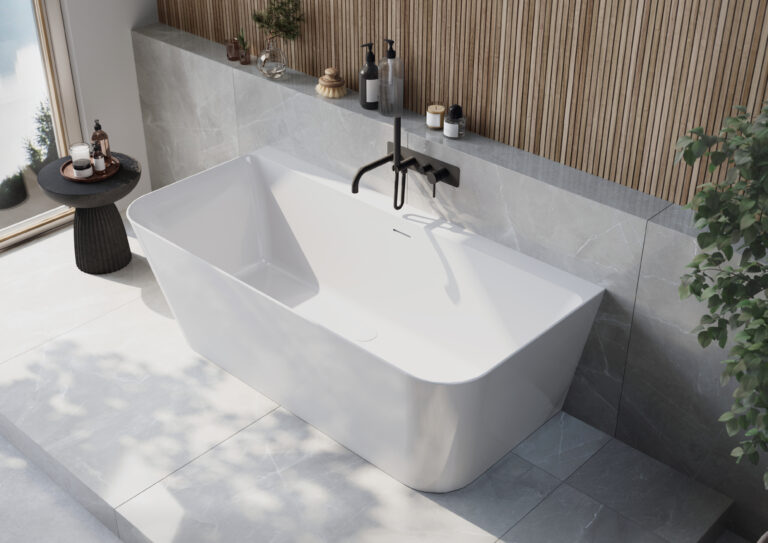Bayou Porto Back-to-Wall Bath - Gloss White