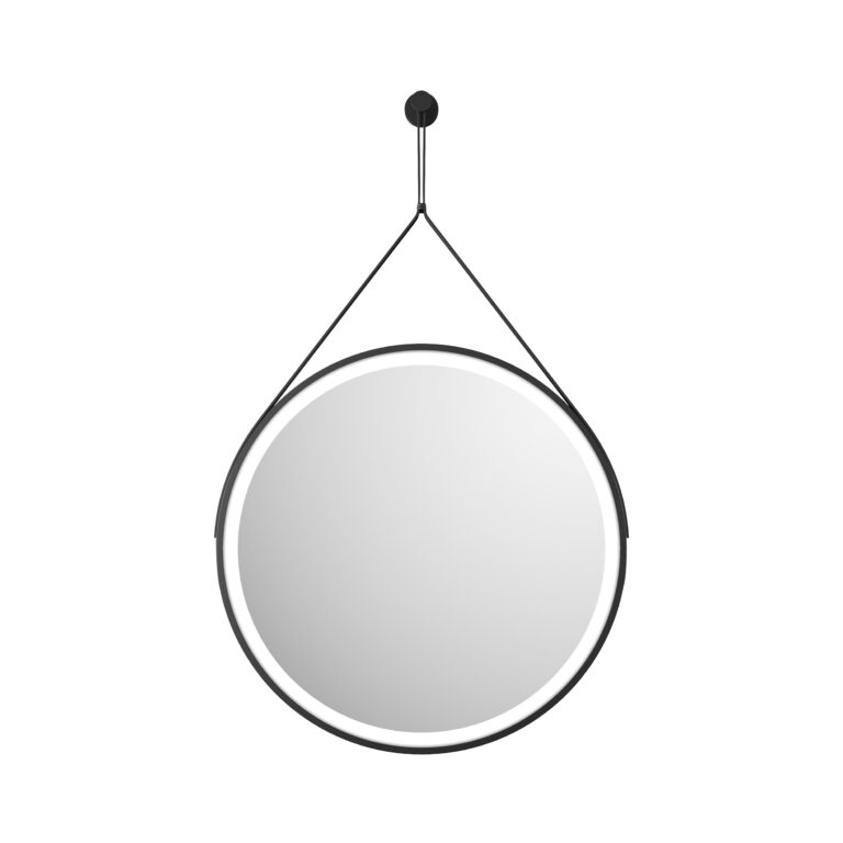 Bayou Belini Round LED Hanging Mirror - Matt Black
