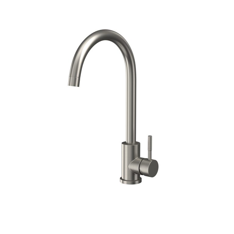 Bayou Manhattan Brushed Stainless Steel Kitchen Mixer Tap - Brushed Steel 7
