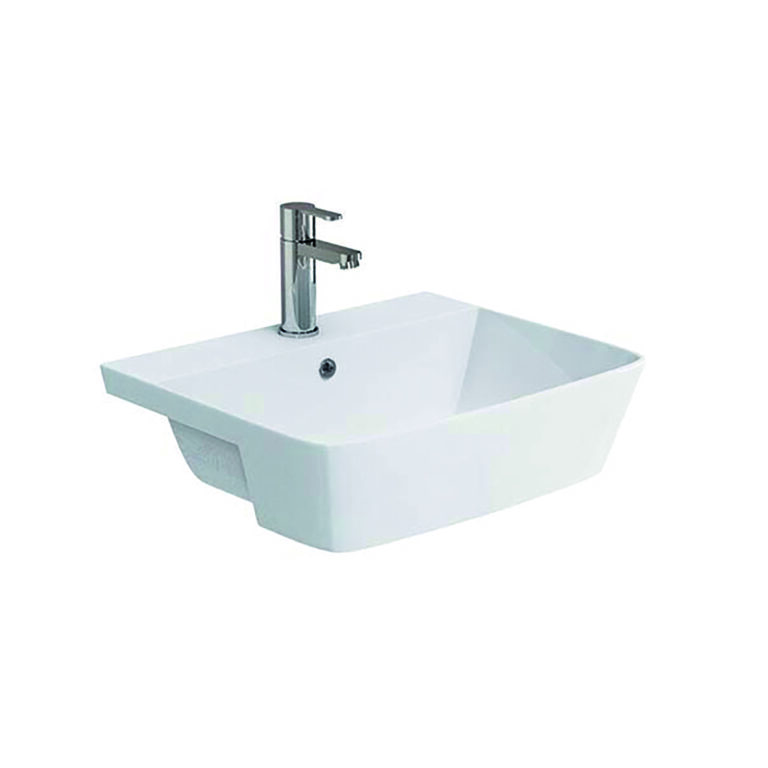 Bayou Lunar Semi Recessed Basin - White