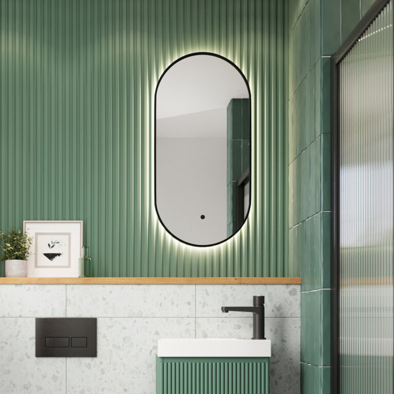 Bayou Aubrey Slim LED Mirror Black 400×800 - Matt Black