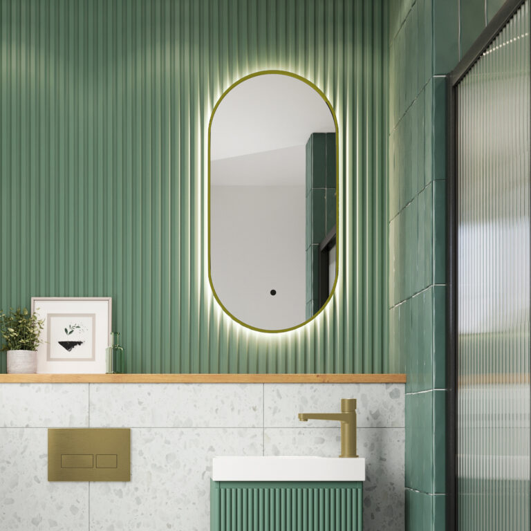 Bayou Aubrey Slim LED Mirror Brushed Brass 400×800 - Brushed Brass