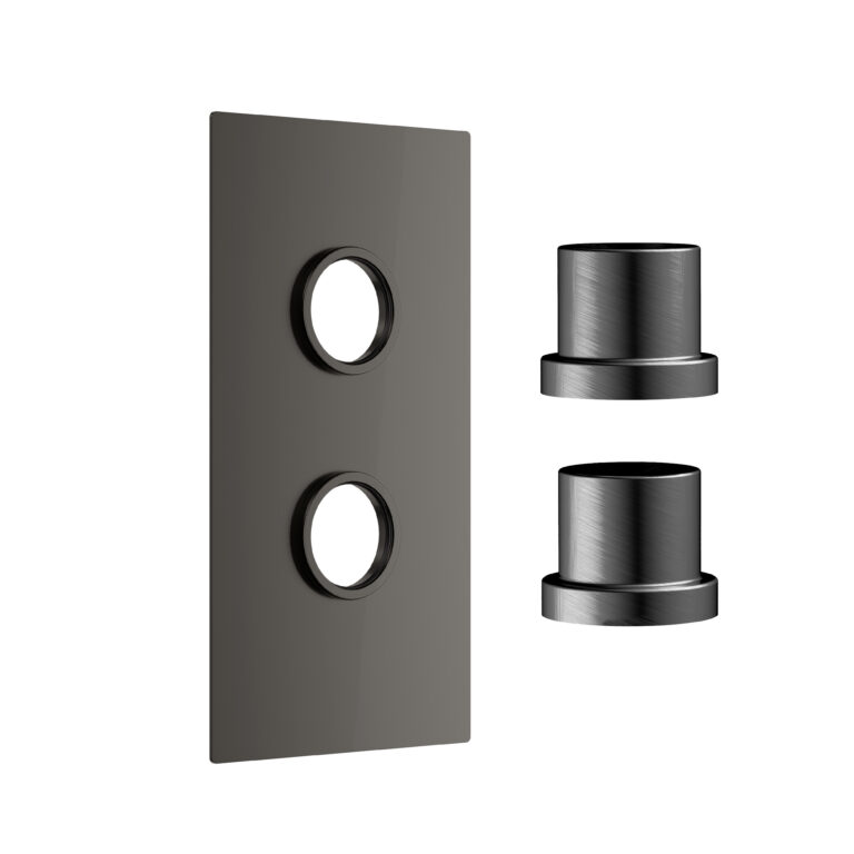 Bayou Concealed Plate with Sleeves (2 Outlet) - Gunmetal