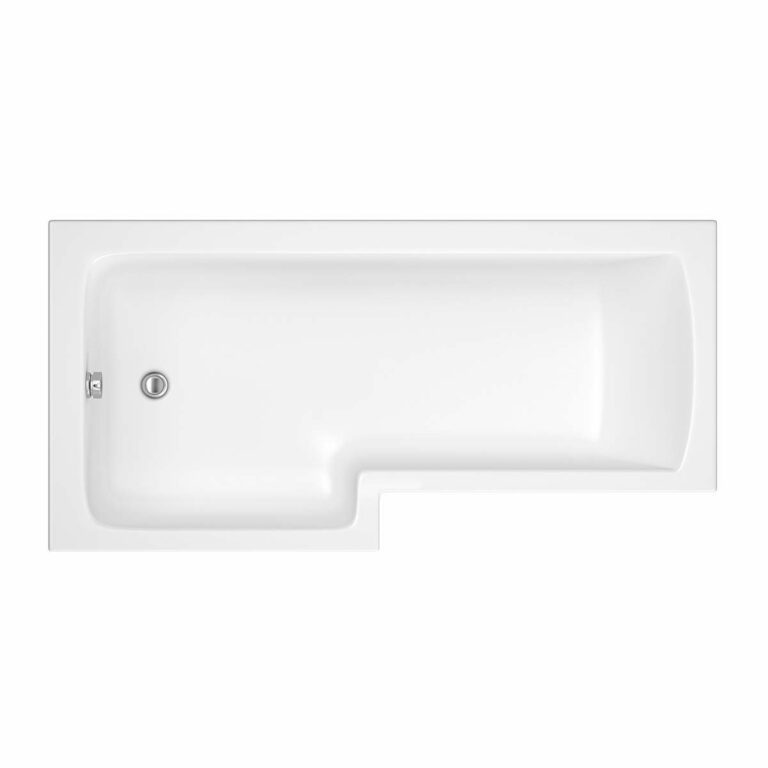 Bayou L Shape Shower Bath Left - White