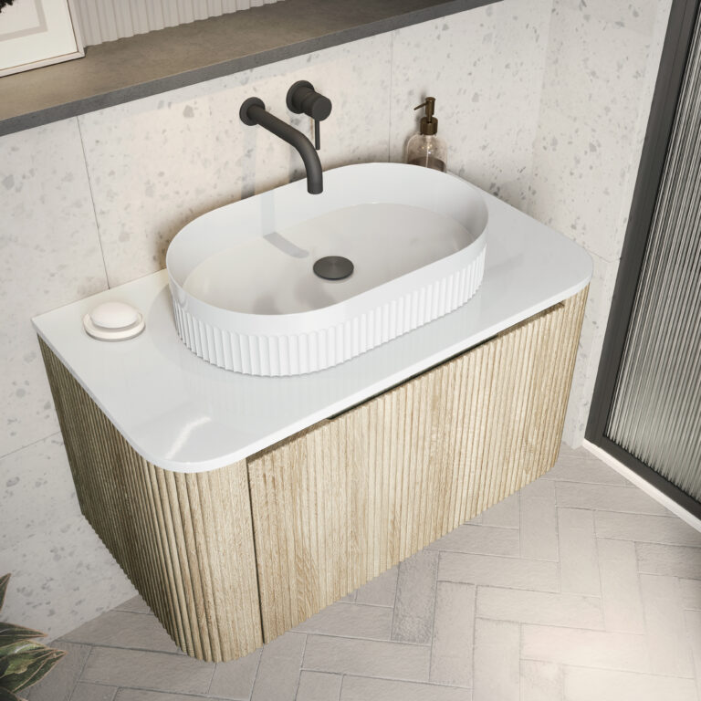 Bayou Fluted Oval Basin - White