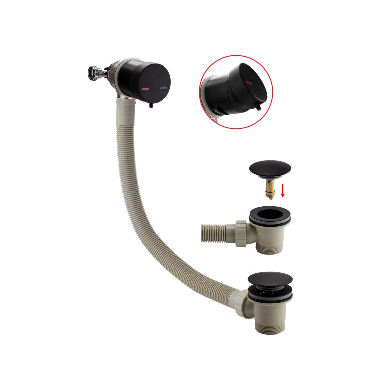 Bayou Bath Filler Overflow With Click Clack Waste - Matt Black