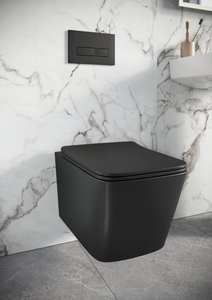 Bayou Riviera Square Wall Hung WC - Black