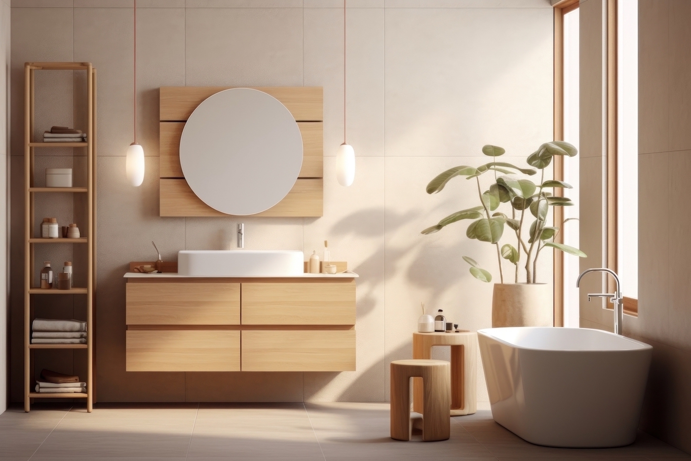 <p><b>LIGHT TONES</b></p>
<p>Move over plain white gloss tiles - light tones give a more natural feel to a bathroom. Use textured creams, taupe or light pink complimented by white oak or pale driftwood.

<p/>