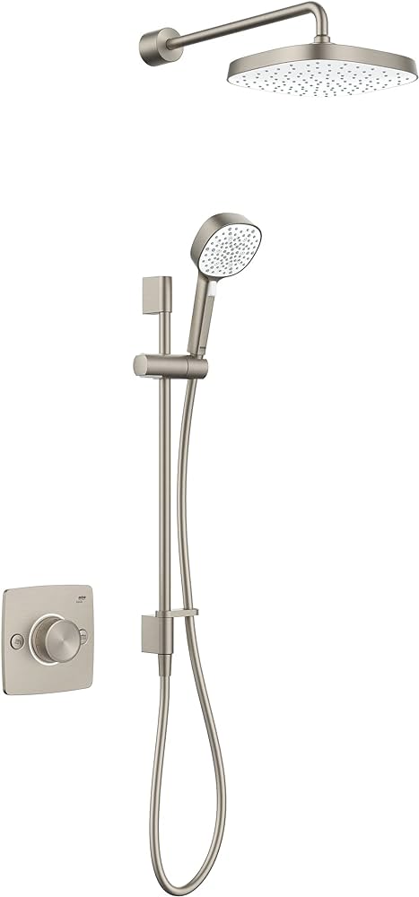 Mira Evoco Dual Shower with Hydroglo Handheld and Fixed Overhead Shower Head - Brushed Nickel