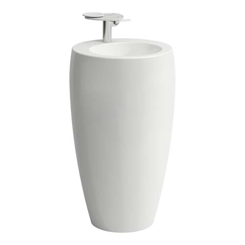 Laufen Alessi One Freestanding Basin with Integrated Pedestal 53 x 90H x 53cm One Tap Hole Inc Clou Overflow System - White