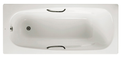 Roca Carla Single Ended Bath 1500 x 700mm 2 Tap Hole Twin Grip with Anti-Slip Incl Feet & Grips - White