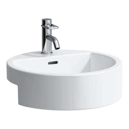 Laufen Living City Round Semi Recessed Basin 46 x 46cm One Tap Hole - White