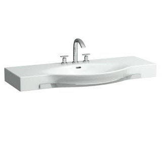 Laufen Palace Double Countertop Basin with Towel Rail 150 x 51cm One Tap Hole - White