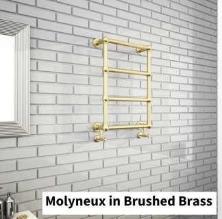 Bayou Molyneux 700 x 500mm Towel Rail - Brushed Brass 7