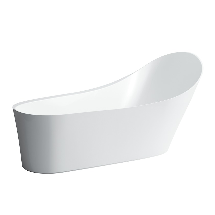 Laufen Baths Palomba Freestanding Solid Surface 1835 x 96/75 H x 54/90 cm with Concealed Overflow & Waste - White