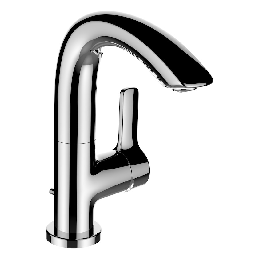 Laufen Curve Prime Sidelever Monobloc Basin Mixer with Pop-Up Waste - Chrome