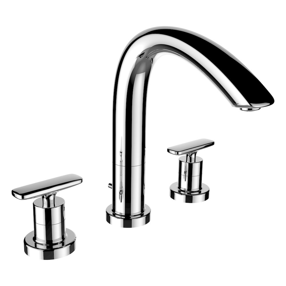 Laufen Curve Prime Three Hole Basin Bixer with Pop-Up Waste - Chrome