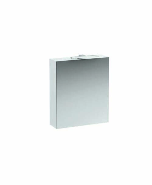Laufen Base 60cm Mirrored Cabinet with Light Left Hand Hinge - Matt White