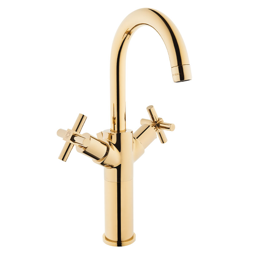 VitrA Uno Tall Monobloc Basin Mixer No Waste - Gold
