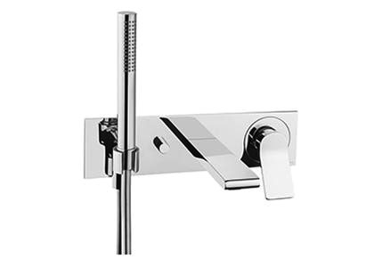 VitrA Memoria Wall Mounted Bath Shower Mixer with Hose & Handset - Chrome
