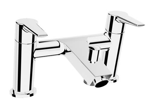 VitrA Q Line 2 Tap Hole Bath Filler with Hose & Handset - Chrome