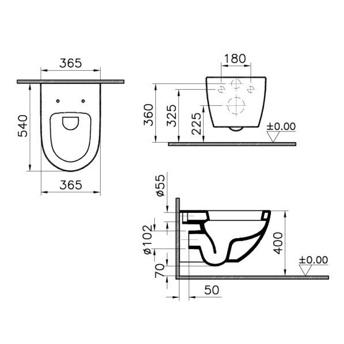 VitrA Sento Sento Wall Hung Wc Pan - White