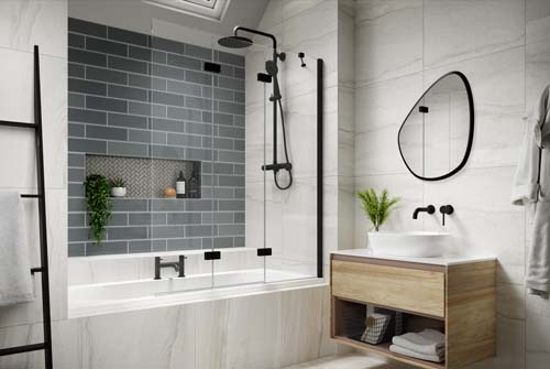 Kudos 3 Panel Screen 6mm Right Hand - Matt Black