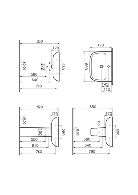 VitrA S20 Basin 650mm 2 Tap Hole - White