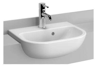 VitrA S20 450mm Semi Recessed Basin Short Projection 1 Tap Hole - White