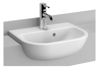 VitrA S20 Short Projection Semi-Recessed Basin 45 x 355cm 1 Tap Hole - White