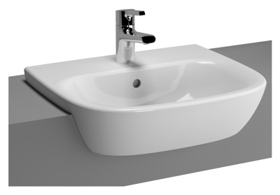 VitrA Zentrum 495mm Semi Recessed Basin 1 Tap Hole - White