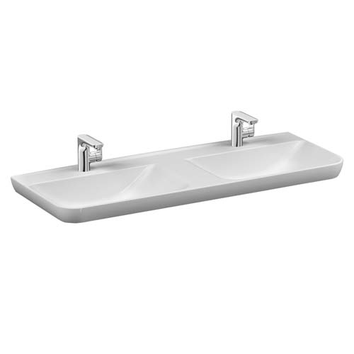 VitrA Sento Basin 130 x 48cm One Tap Hole Per Bowl - White