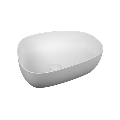 VitrA Outline Pebble Bowl 56 x 44cm No Tap Hole Inc Waste - Matt White