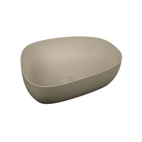 VitrA Outline Pebble Bowl 56 x 44cm No Tap Hole Inc Waste - Matt Taupe