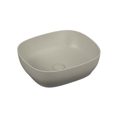 VitrA Outline Square Bowl 475 x 41cm No Tap Hole Inc Waste - Matt Taupe