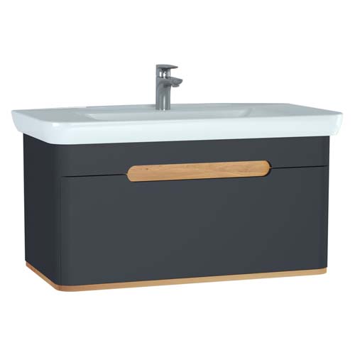 VitrA Sento Furniture 93cm including Basin - Matt Anthracite