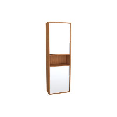 VitrA Integra Right Hand Tall Unit - High Gloss White & Bamboo