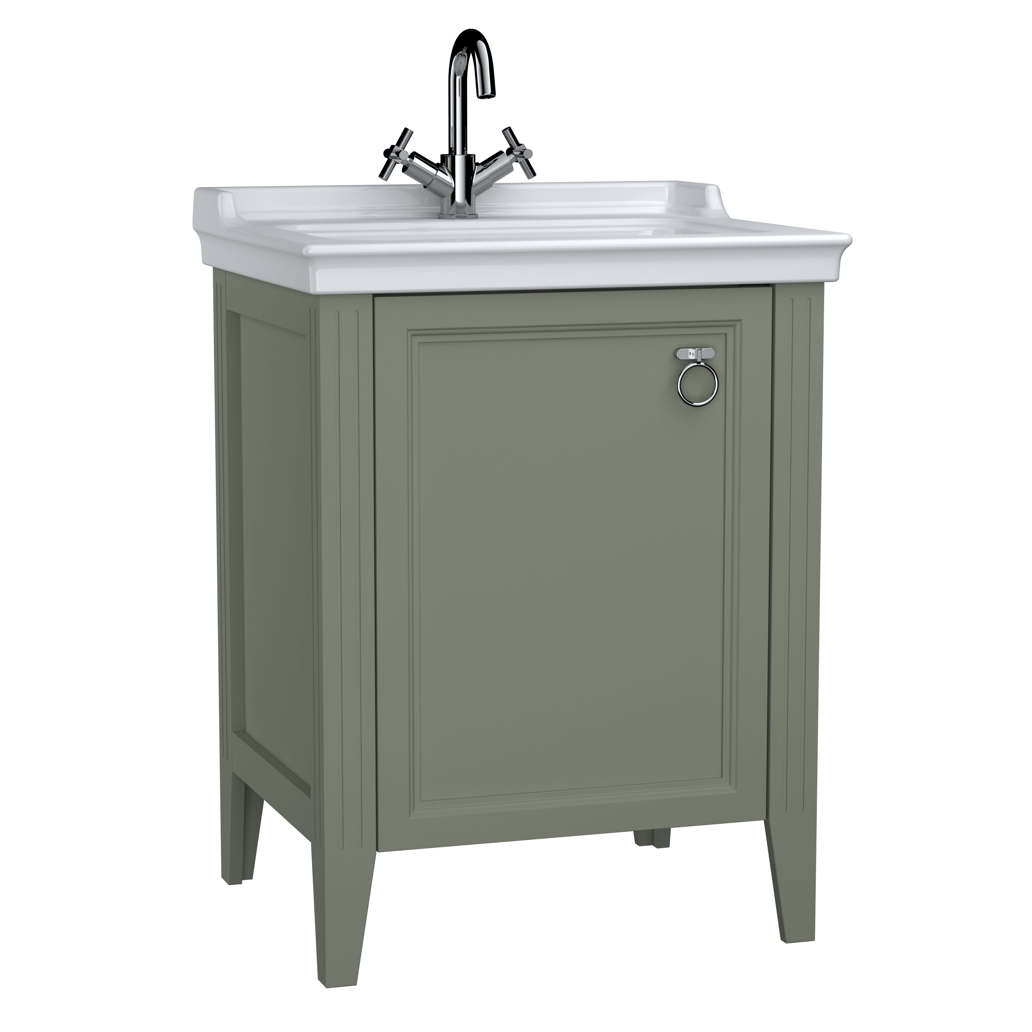 VitrA Valarte 65cm 1 Tap Hole Basin & Vanity Unit with Left Hand Door - Matt Grey