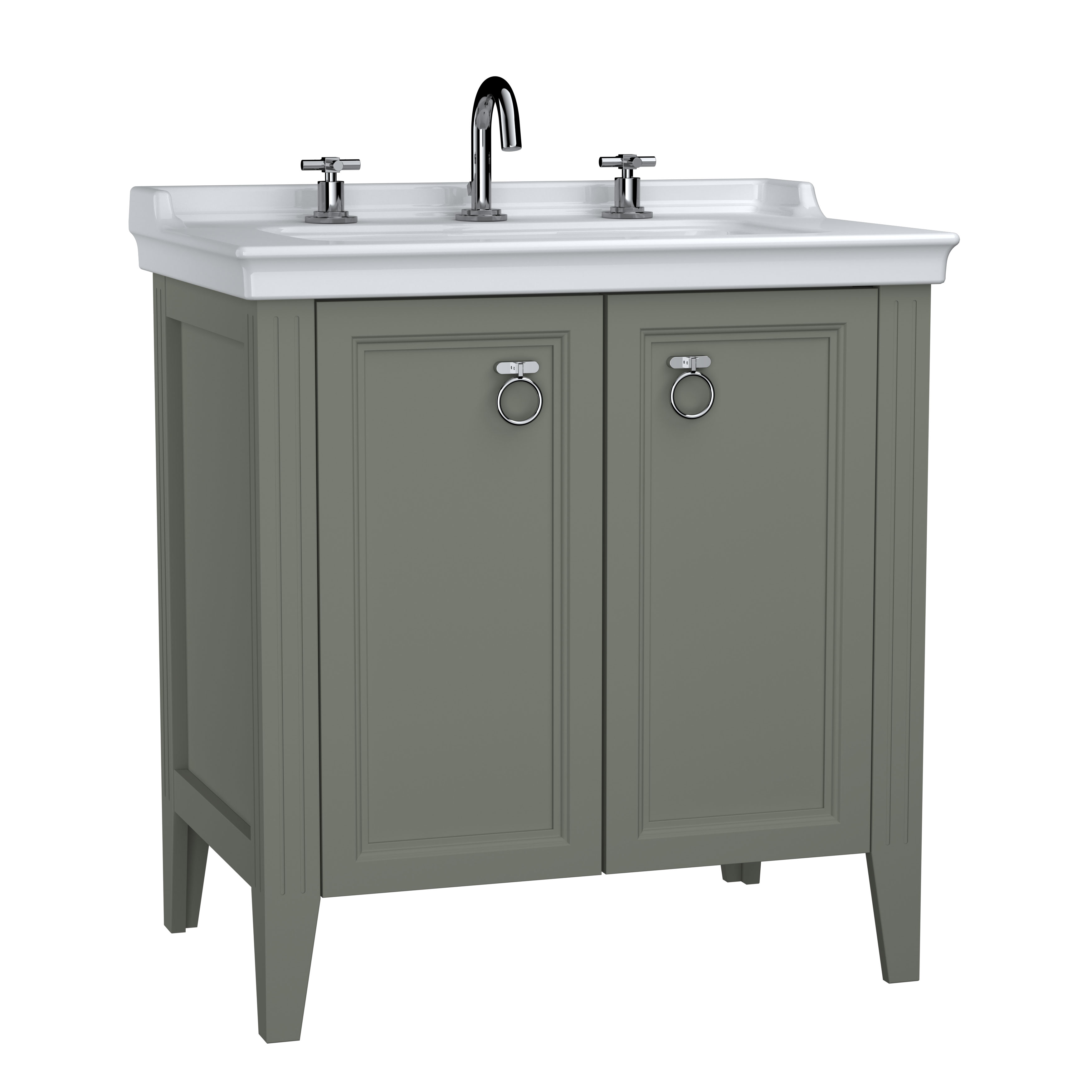 VitrA Valarte 80cm Three Tap Hole Basin & Vanity Unit - Matt Grey