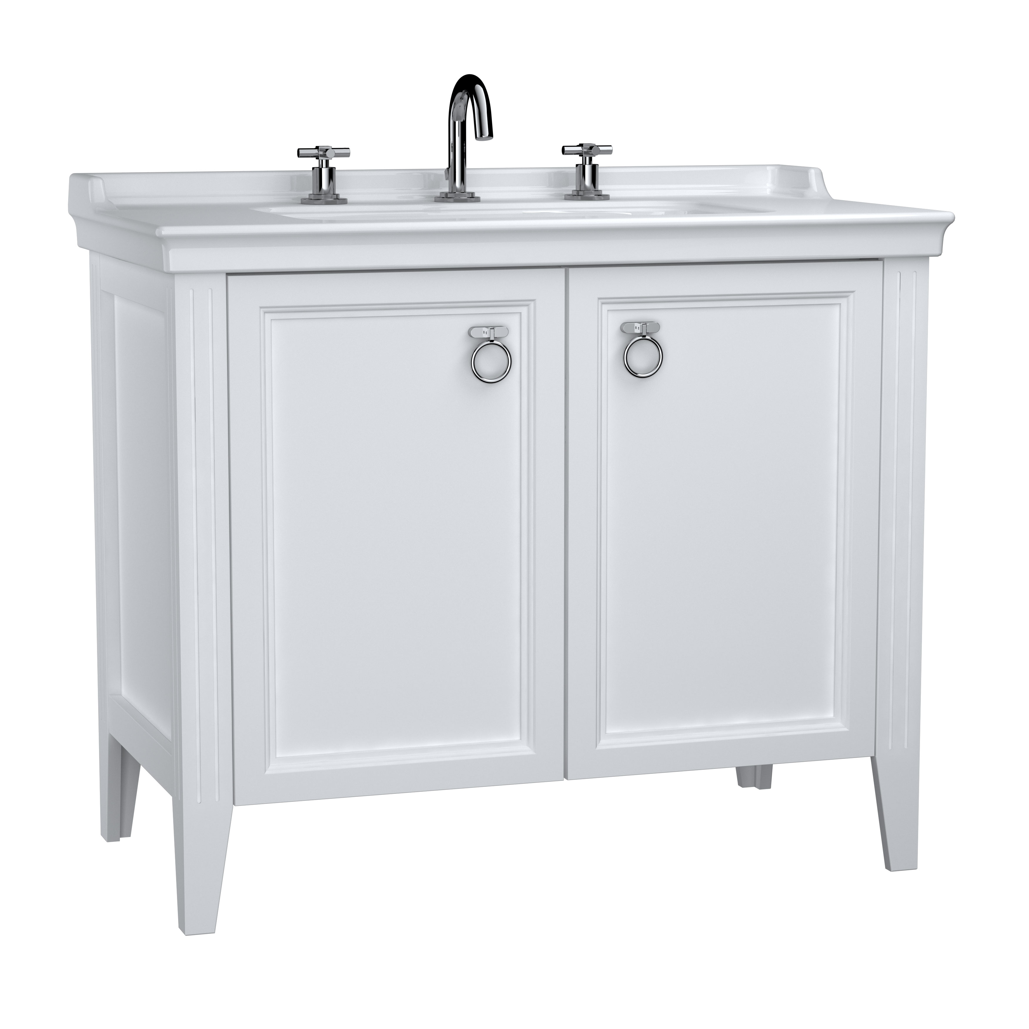 VitrA Valarte 100cm Basin & Vanity Unit with Doors - Matt White