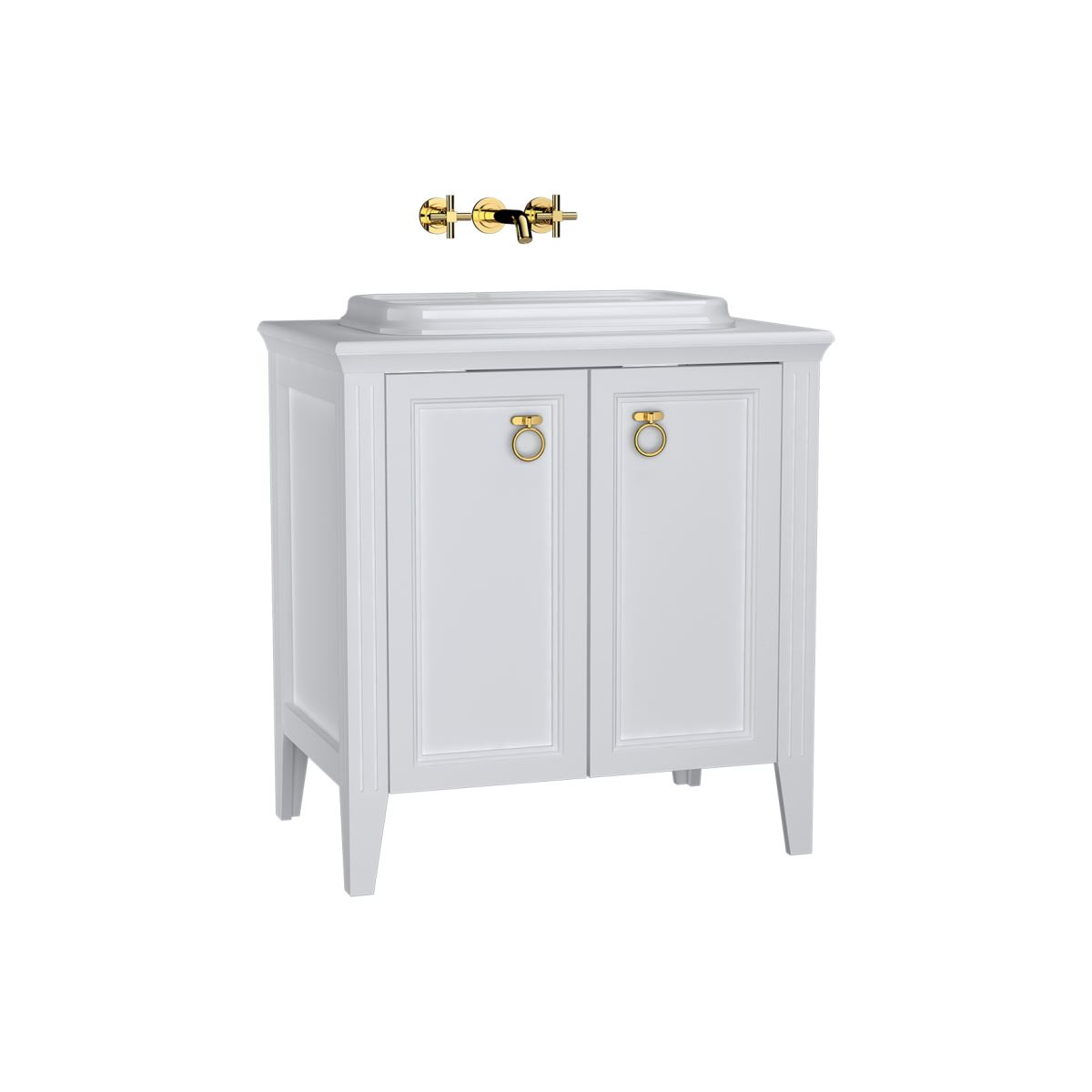 VitrA Valarte 80cm Vanity Unit with Doors & Inset Basin - Matt White