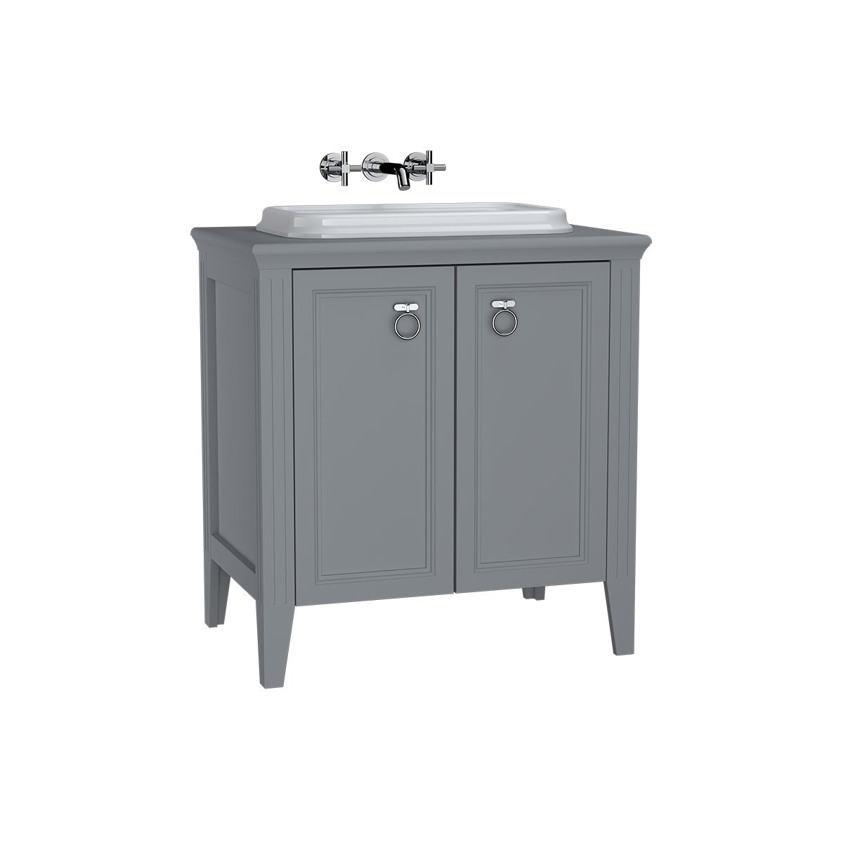 VitrA Valarte 80cm Vanity Unit with Doors & Inset Basin - Matt Grey